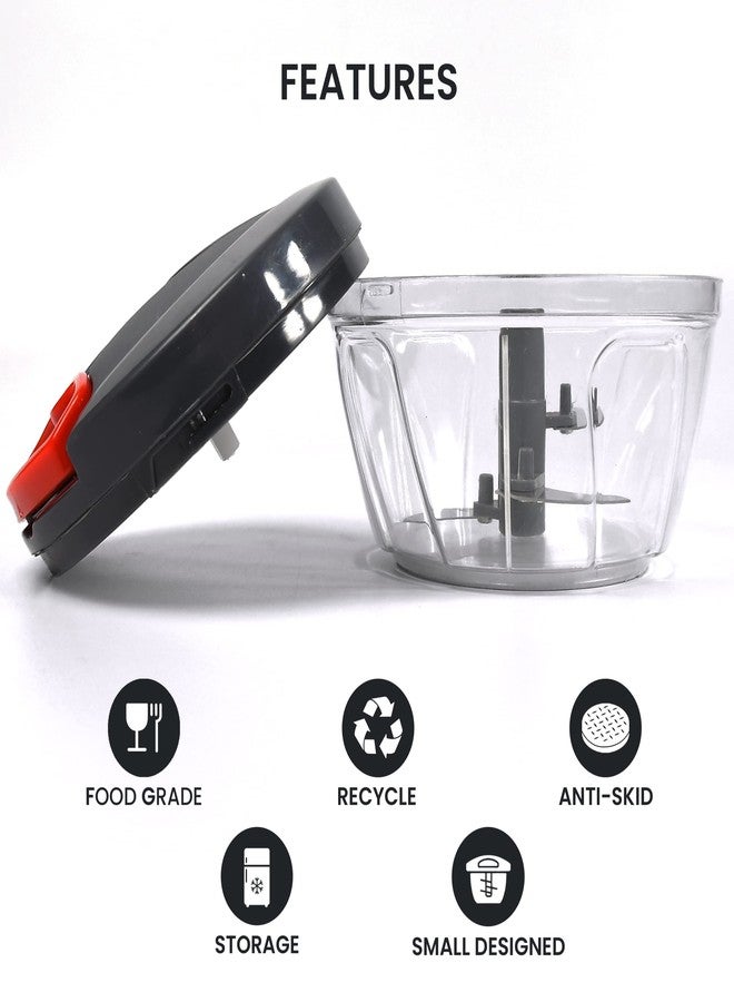 Oblivion Chopper for Kitchen | Vegetable Chopper & Cutter | Onion Chopper | Chopper for Kitchen Use | Hand Chopper for Kitchen | Cutter with 3 Blades for Chopping (Grey 450-ML) - Image 5